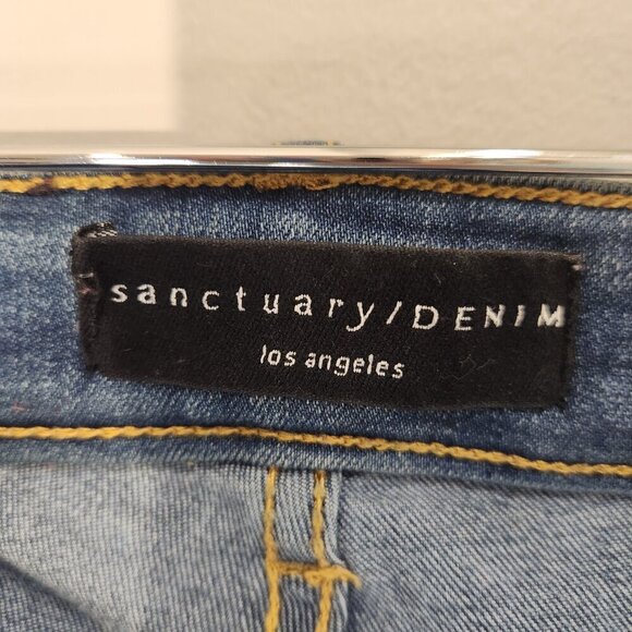 Sanctuary Denim Modern Straight Crop High Rise Painted Jeans - Size 28 - Picture 5 of 9